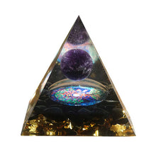 Load image into Gallery viewer, Orgonite Pyramid 60mm Amethyst Crystal Sphere With Obsidian