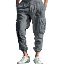 Load image into Gallery viewer, Mens Casual Cotton-Linen Pants With Multiple Pockets And A Drawstring