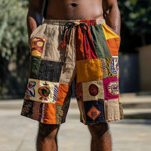 Load image into Gallery viewer, Men's Patchwork Linen Shorts