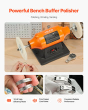 Load image into Gallery viewer, 1/2HP Bench Buffer Polisher, 6-inch Bench Polishing Buffing Machine, 3450RPM Single Speed Benchtop Polisher With 2PCS Cloth Wheels &amp; Cast Iron Base For Metal, Jewelry, Wood Polishing