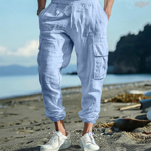 Load image into Gallery viewer, Mens Casual Cotton-Linen Pants With Multiple Pockets And A Drawstring