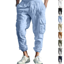 Load image into Gallery viewer, Mens Casual Cotton-Linen Pants With Multiple Pockets And A Drawstring