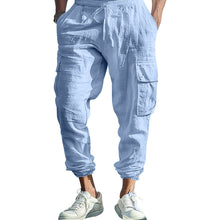 Load image into Gallery viewer, Mens Casual Cotton-Linen Pants With Multiple Pockets And A Drawstring