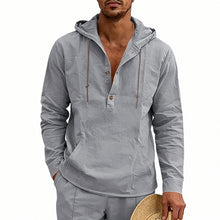 Load image into Gallery viewer, Linen Breathable Casual Mens Long-Sleeve Hooded Shirt