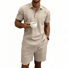 Load image into Gallery viewer, Linen Casual Short-Sleeve Shorts Set