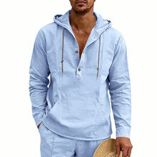 Load image into Gallery viewer, Linen Breathable Casual Mens Long-Sleeve Hooded Shirt