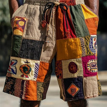 Load image into Gallery viewer, Men's Patchwork Linen Shorts