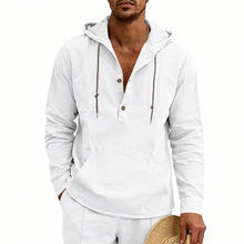 Load image into Gallery viewer, Linen Breathable Casual Mens Long-Sleeve Hooded Shirt