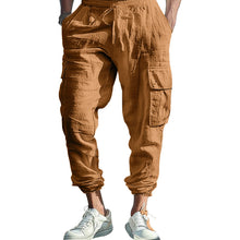 Load image into Gallery viewer, Mens Casual Cotton-Linen Pants With Multiple Pockets And A Drawstring