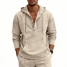 Load image into Gallery viewer, Linen Breathable Casual Mens Long-Sleeve Hooded Shirt