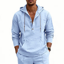 Load image into Gallery viewer, Linen Breathable Casual Mens Long-Sleeve Hooded Shirt