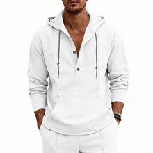 Load image into Gallery viewer, Linen Breathable Casual Mens Long-Sleeve Hooded Shirt