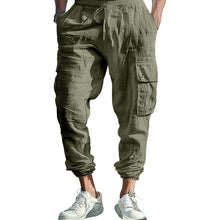 Load image into Gallery viewer, Mens Casual Cotton-Linen Pants With Multiple Pockets And A Drawstring