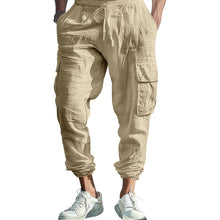 Load image into Gallery viewer, Mens Casual Cotton-Linen Pants With Multiple Pockets And A Drawstring