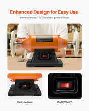 Load image into Gallery viewer, 1/2HP Bench Buffer Polisher, 6-inch Bench Polishing Buffing Machine, 3450RPM Single Speed Benchtop Polisher With 2PCS Cloth Wheels &amp; Cast Iron Base For Metal, Jewelry, Wood Polishing