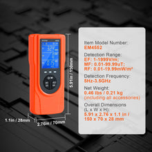 Load image into Gallery viewer, VEVOR  EMF Meter, 5Hz  3.5GHz, Handheld Rechargeable Electromagnetic Field Radiation Detector, Digital LCD EMF Tester
