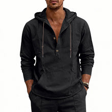 Load image into Gallery viewer, Linen Breathable Casual Mens Long-Sleeve Hooded Shirt