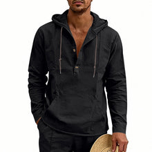 Load image into Gallery viewer, Linen Breathable Casual Mens Long-Sleeve Hooded Shirt