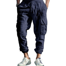 Load image into Gallery viewer, Mens Casual Cotton-Linen Pants With Multiple Pockets And A Drawstring